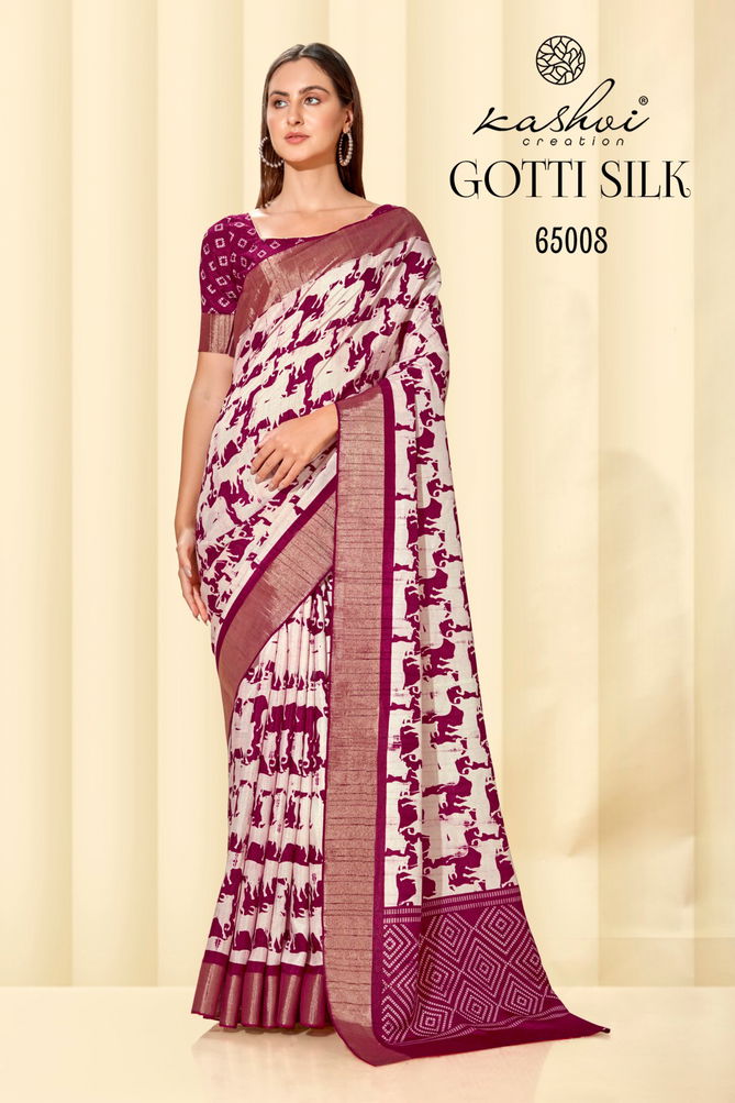 Gotti Silk By Kashvi 65001-65008 Daily Wear Sarees Catalog